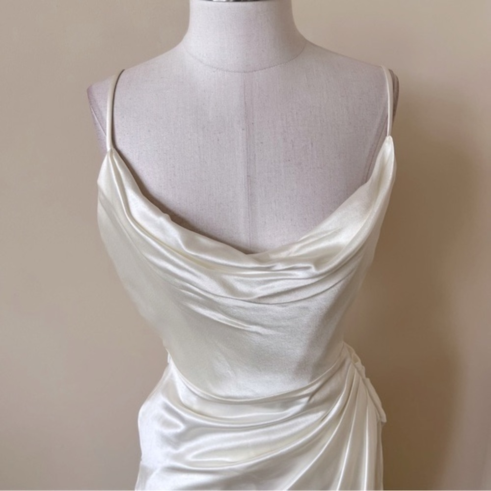 New! House CB London Reva silky cowl draped neck dress 13499 - Picture 5 of 16